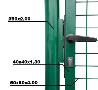 Brána Strend Pro METALTEC ECO, 1000/1600/50x50 mm, hranatý rám, zelená, jednokrídlová, záhradná, ZN+PVC, RAL6005