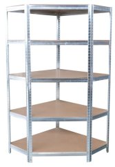 Regál Racks RAT80, do kúta, kovový, MDF, 5 políc, 180x90x40 cm, max. 150 kg/polica