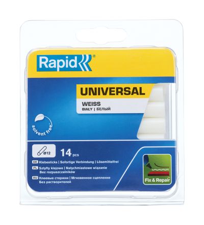 Tyčinka RAPID, 12x94 mm. univerzálna biela,, 14 ks, tavná, lepiaca, náplň do tavnej pištole