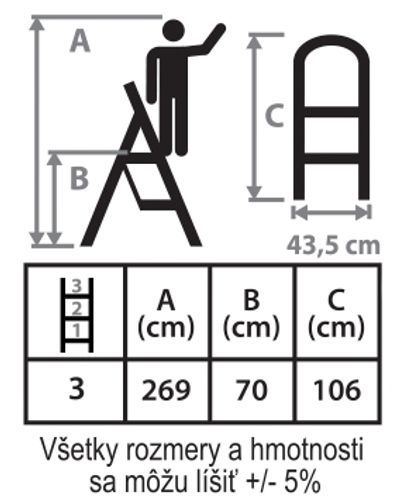 Schodíky Strend Pro LFD110 3 stupienkové, oceľové, EN14183, nosn. 150 kg