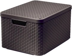 Košík s vekom Curver® STYLE2 LID L, tmavohnený, s vekom, 45x25x33 cm