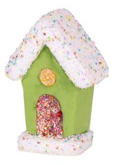 Dekorácia MagicHome Vianoce Candy Line, domček, zelený, závesný, 11x16 cm