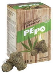 Podpaľovač PE-PO® z konopnej vlny, 15 ks, rozpaľovač na gril, kachle, krby, pece