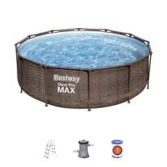 Bazén Bestway® Steel Pro Max™, 56709, vzor ratan, kartušová filtrácia, rebrík, 366x100 cm