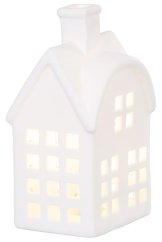 Dekorácia MagicHome, Domček, LED, biely, porcelán, 8,7x7,3x15,3 cm