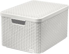 Košík s vekom Curver® STYLE2 LID L, krémový, s vekom, 45x25x33 cm