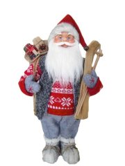 Dekorácia MagicHome Vianoce, Santa stojaci, s lyžami, 60 cm