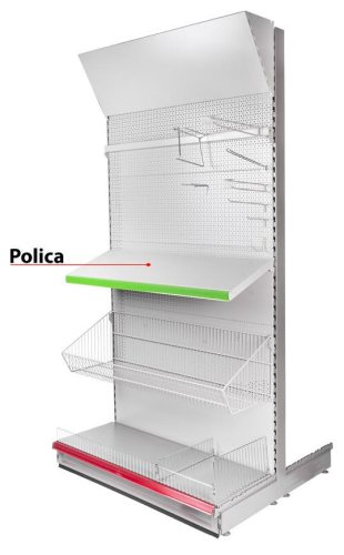 Polica Racks H09 1250x470x0.8 mm, s držiakmi *L*, max. 100 kg