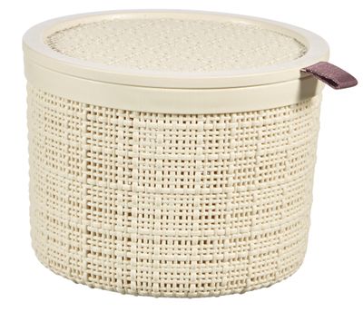 Košík s vekom Curver® JUTE ROUND, 2 lit., béžový, s vekom, 17x13 cm