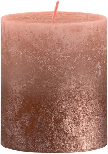 Sviečka Bolsius Rustic, valcová, vianočná, Sunset Creamy Caramel+ Copper, 80/68 mm